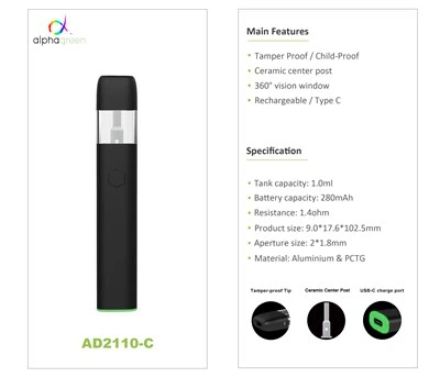 قلم ویپ سرامیکی پنجره 360 درجه